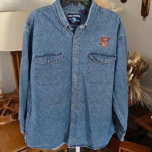 Men’s Sz. XL Vintage Reel Legends Long Sleeve Button Down Denim Shirt